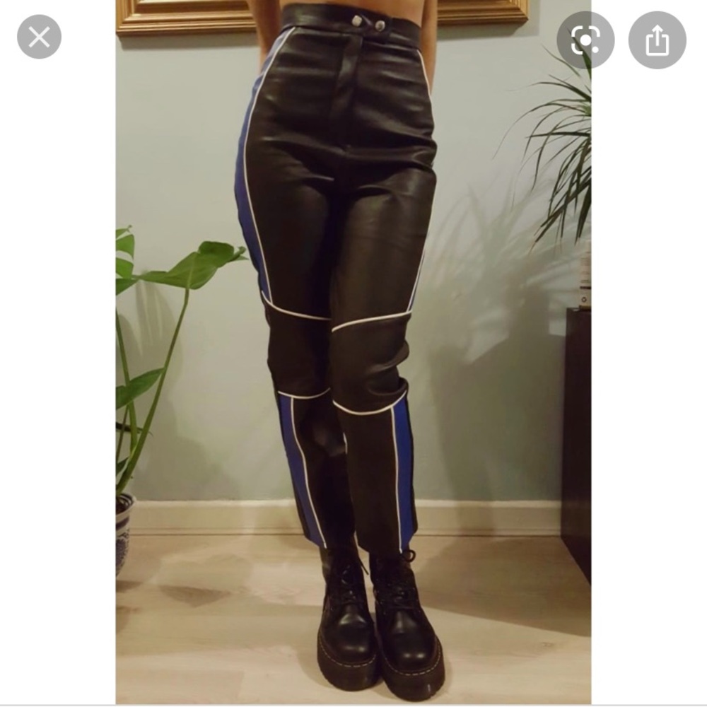 Ragged priest faux leather pants